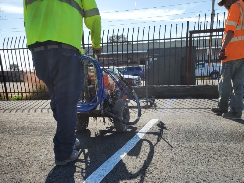 Striping project at a commercial development parking lot