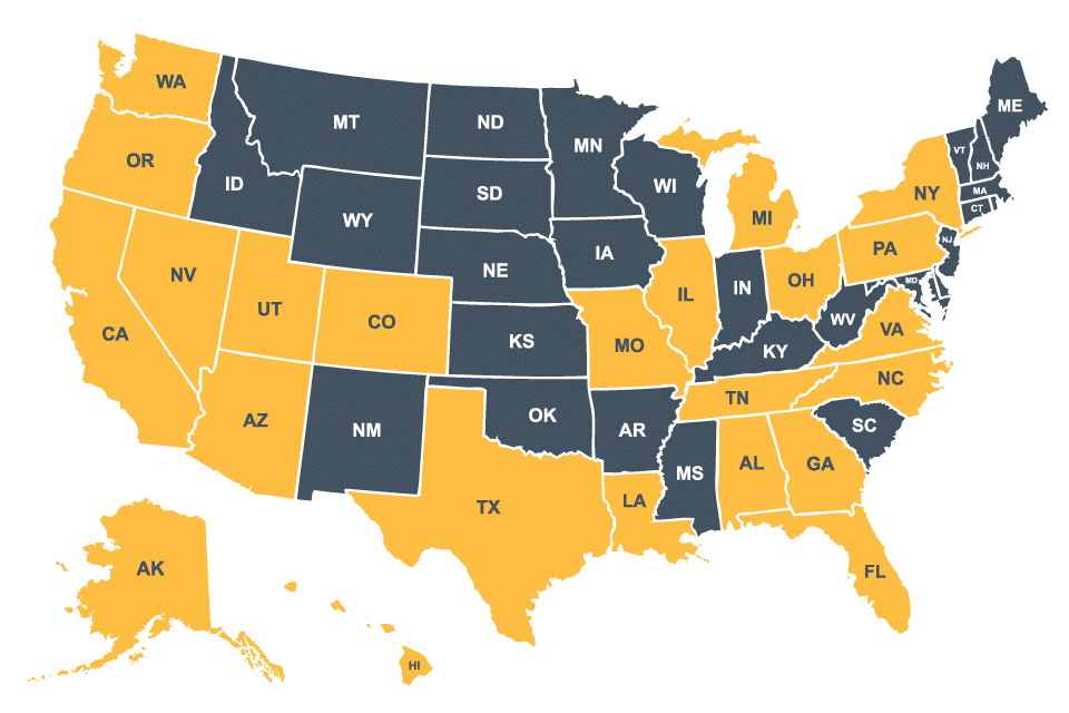 Map showing Frontline's nationwide service coverage