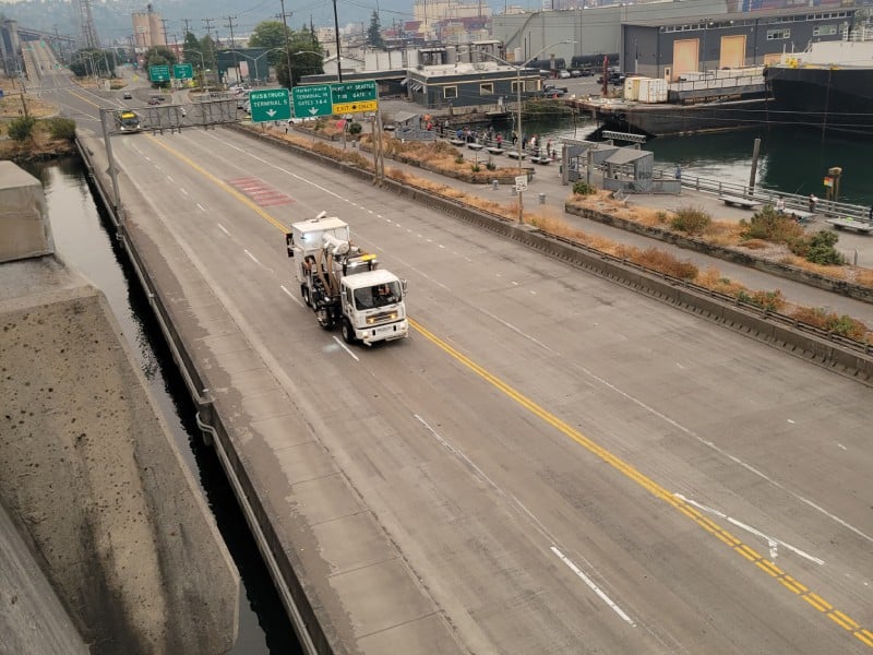 Public roadway enhanced with new striping and signage